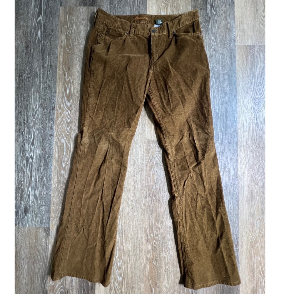 Eddie Bauer Corduroy Pants Women 10 Brown Stretch Bootcut Mid Rise 3755